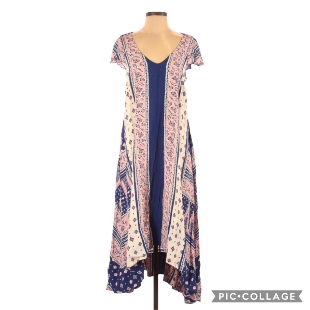 Anthro Maeve Boho Maxi A-Line Flounce Back Dress